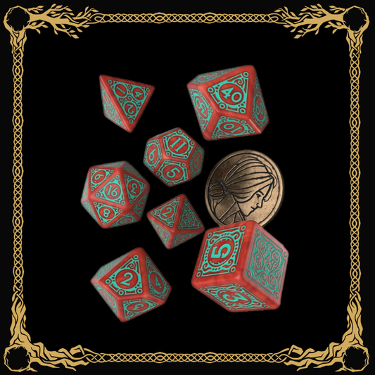 The Witcher Dice Set: Triss - Merigold the Fearless (Rot/Cyan)